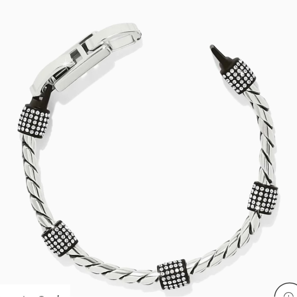 Brighton NWT Meridian bracelet silver black pave barrels